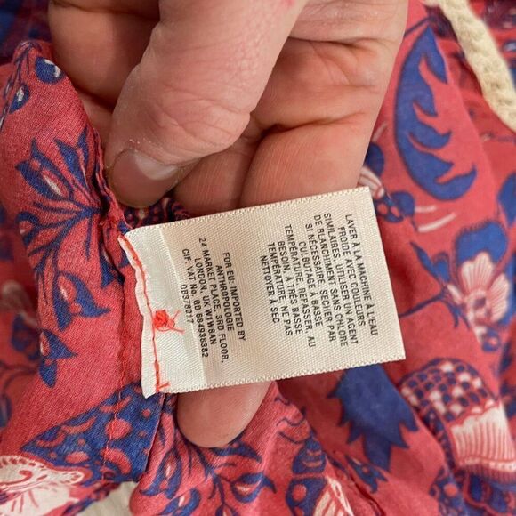 Maeve Anthropologie Abella Floral Butterfly Blouse Size 2 Roll Tab Long Sleeve - Picture 8 of 8